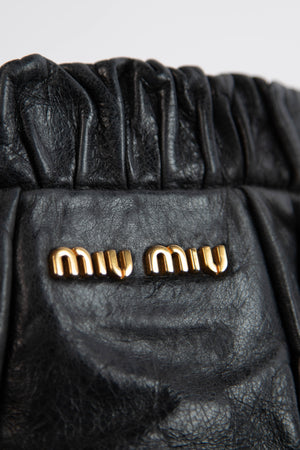 2000s Miu Miu Black Vitello Shoulder Bag