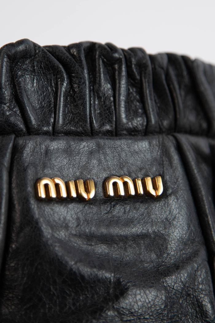 2000s Miu Miu Black Vitello Shoulder Bag