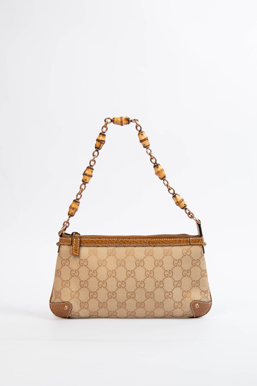 Vintage Gucci GG Monogram Bamboo Small Shoulder Bag