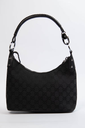 Vintage Gucci Black GG Monogram Canvas Shoulder Bag