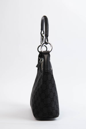 Vintage Gucci Black GG Monogram Canvas Shoulder Bag