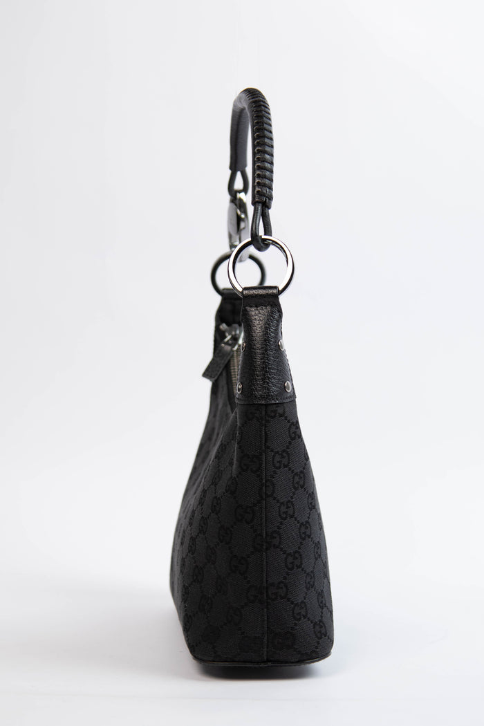 Vintage Gucci Black GG Monogram Canvas Shoulder Bag