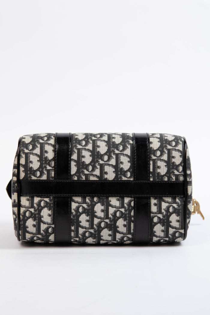 2000s Christian Dior Black Monogram Canvas Small Boston Bag