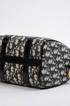 2000s Christian Dior Black Monogram Canvas Small Boston Bag