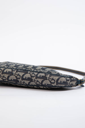 2000s Christian Dior Monogram Navy Trotter Saddle Bag