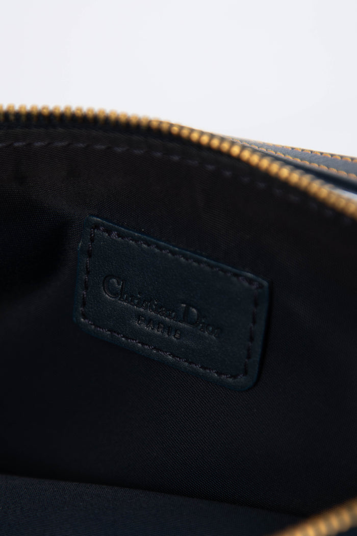 2000s Christian Dior Monogram Navy Trotter Saddle Bag