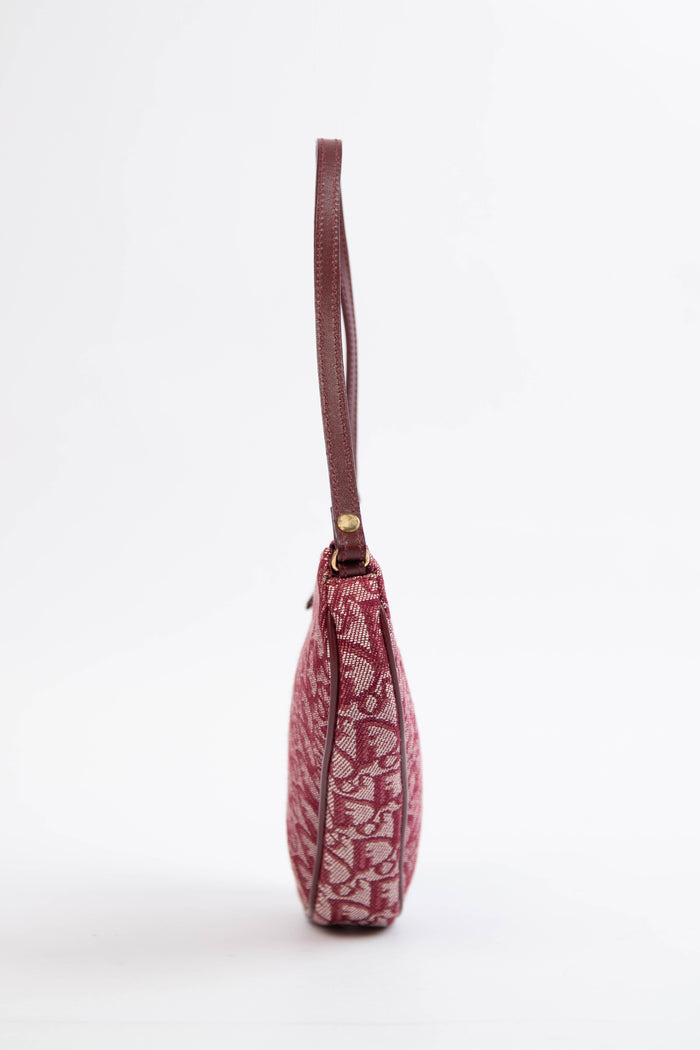 2000s Christian Dior Red Monogram Trotter Saddle Bag