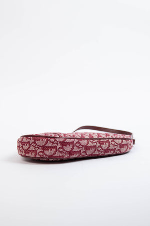 2000s Christian Dior Red Monogram Trotter Saddle Bag