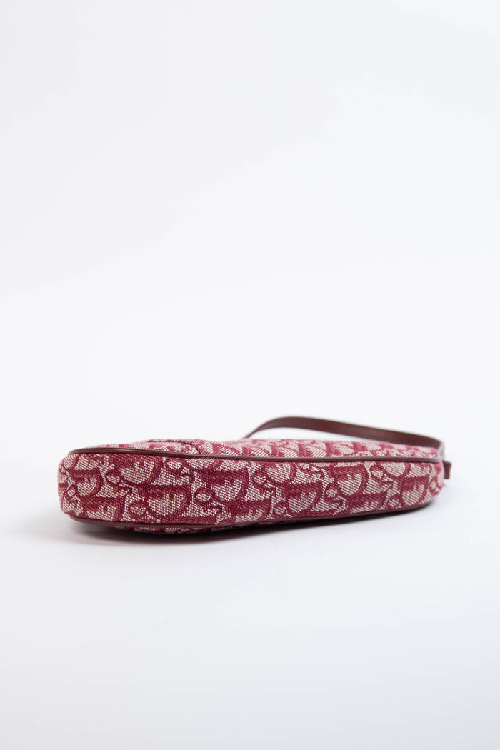 2000s Christian Dior Red Monogram Trotter Saddle Bag
