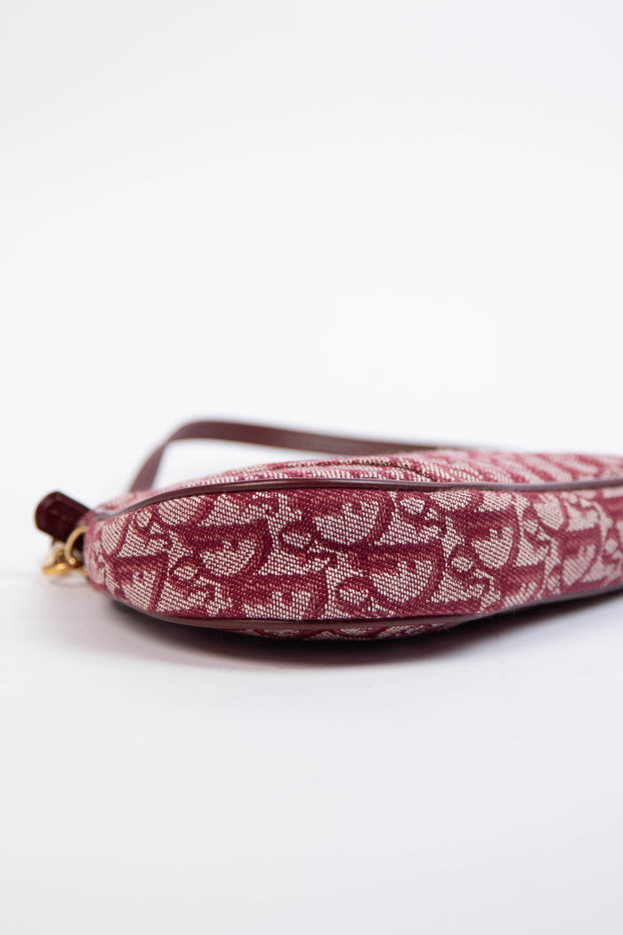 2000s Christian Dior Red Monogram Trotter Saddle Bag