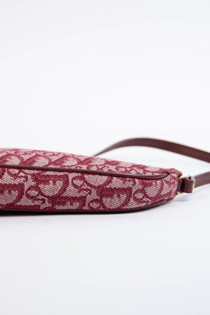 2000s Christian Dior Red Monogram Trotter Saddle Bag