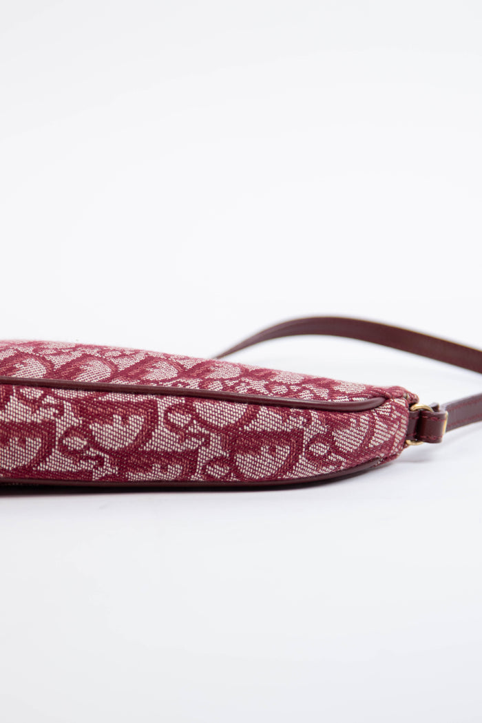 2000s Christian Dior Red Monogram Trotter Saddle Bag