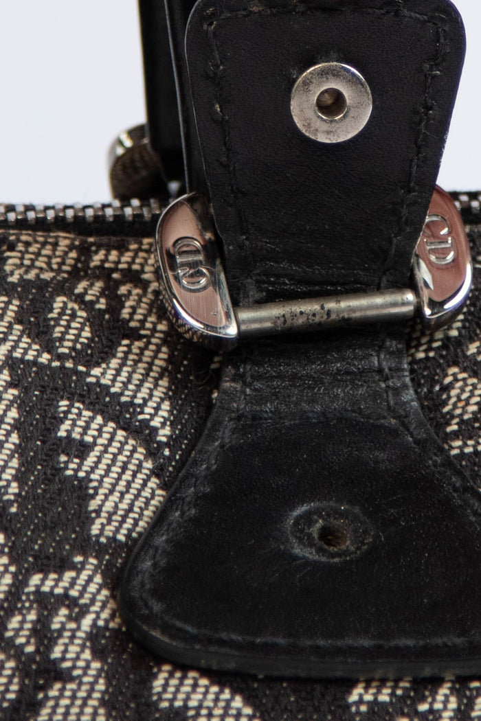 2000s Christian Dior Black Monogram Canvas Boston Bag