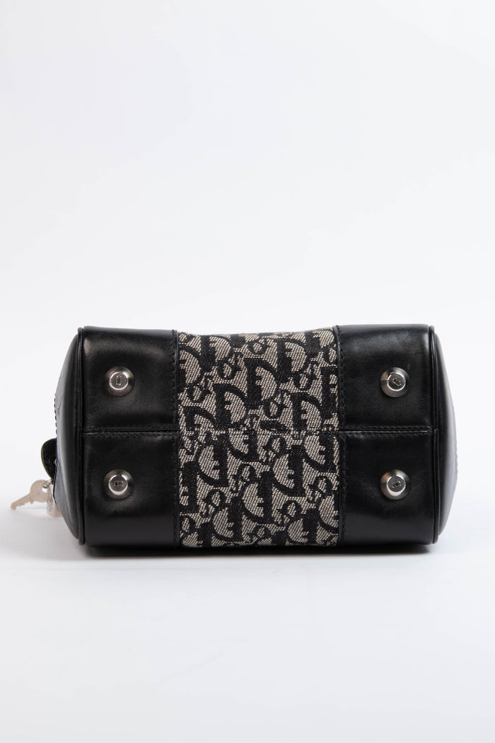 2000s Christian Dior Black Monogram Canvas Boston Bag