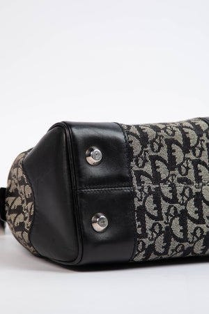 2000s Christian Dior Black Monogram Canvas Boston Bag