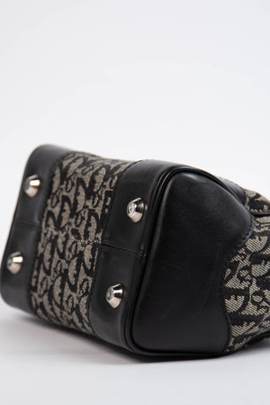 2000s Christian Dior Black Monogram Canvas Boston Bag