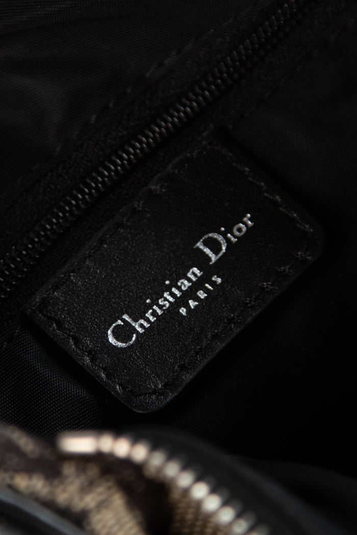 2000s Christian Dior Black Monogram Canvas Boston Bag