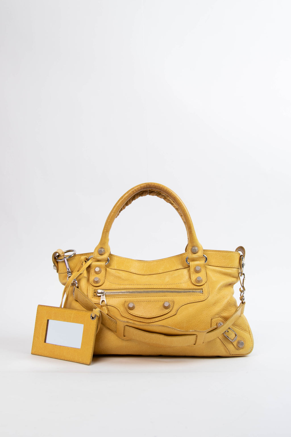 2000s Balenciaga Yellow Leather First City Shoulder Bag SHW