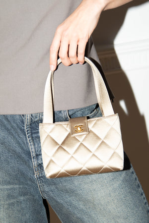 RARE Vintage Chanel Satin Top Handle Kelly Bag