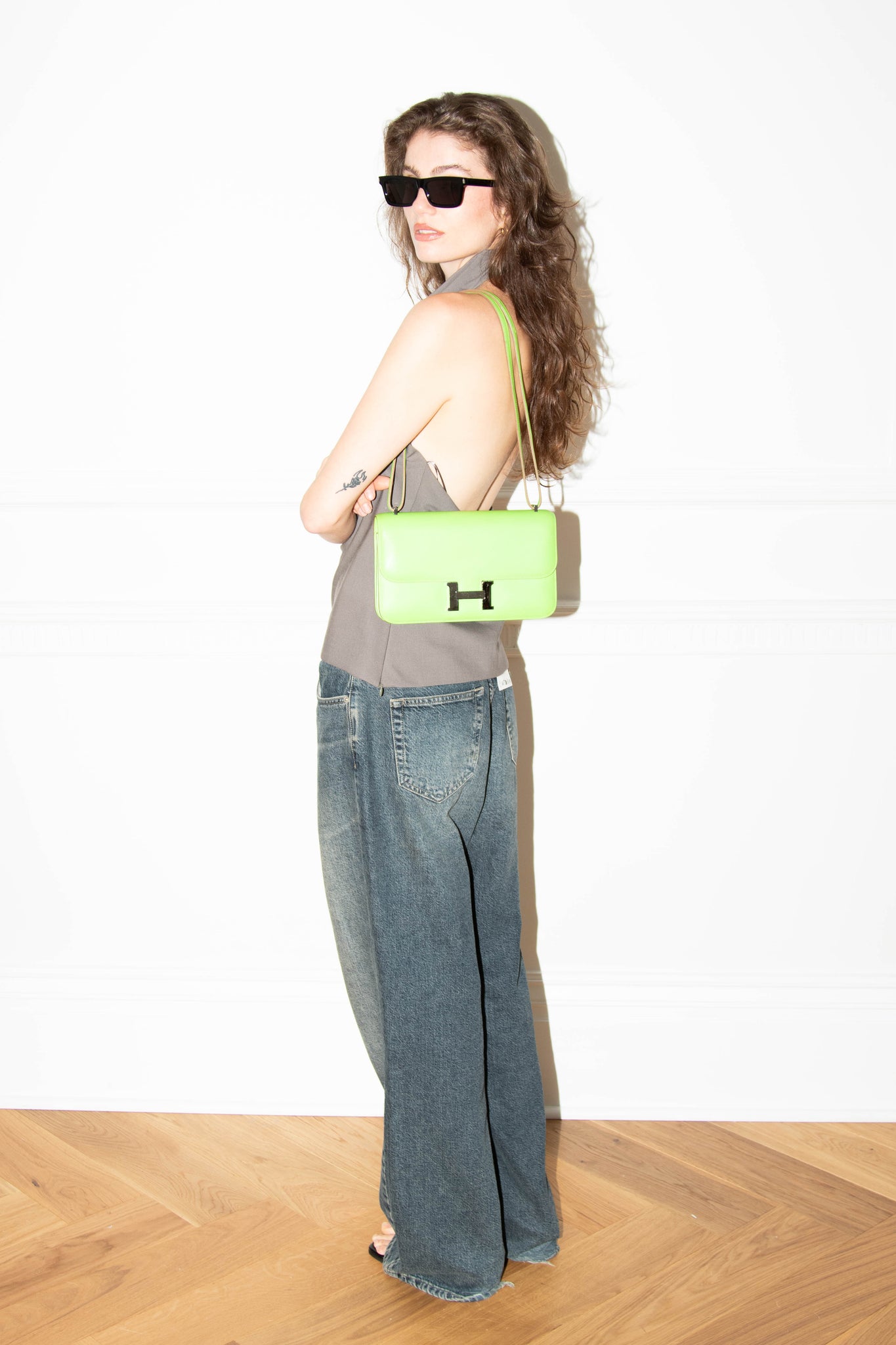 2012 Hermès Vert Cru Elan Constance Shoulder Bag