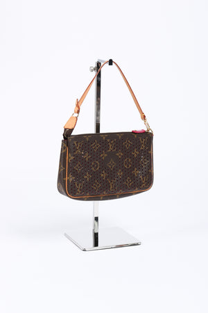 Louis Vuitton Brown Monogram Perforated Canvas Pochette Accessories  Shoulder Bag Louis Vuitton