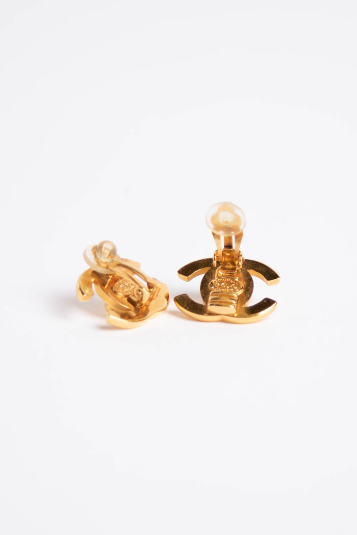 RARE Vintage Chanel Gold CC Earrings