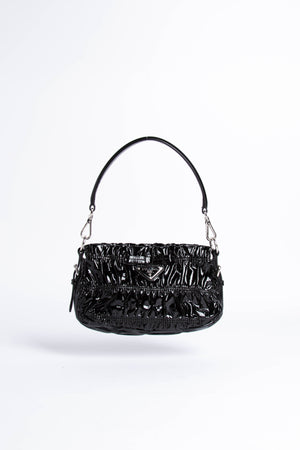 2000s Prada Black Patent Leather Shoulder Bag