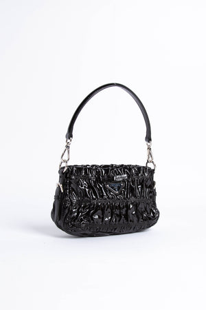 2000s Prada Black Patent Leather Shoulder Bag