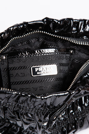 2000s Prada Black Patent Leather Shoulder Bag