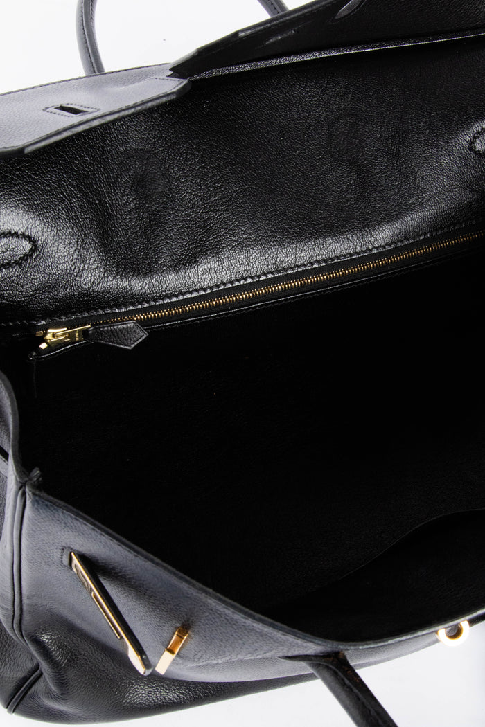 2006 Hermes Birkin 35 in Black Retourne Evergrain Leather with GHW