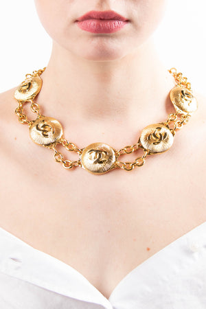RARE Vintage Chanel Gold CC Medalion Necklace